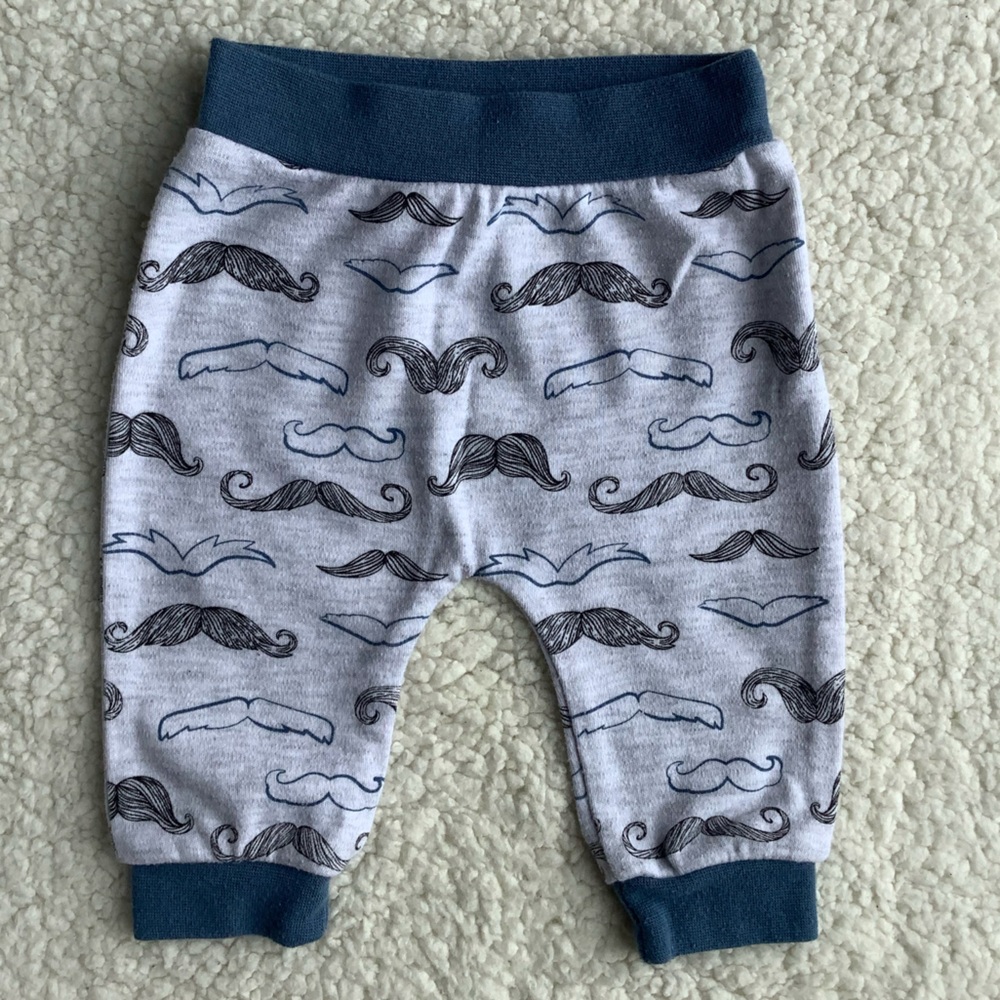 Emily & Oliver Mustache Pants 0 months to 3 months 0-3M